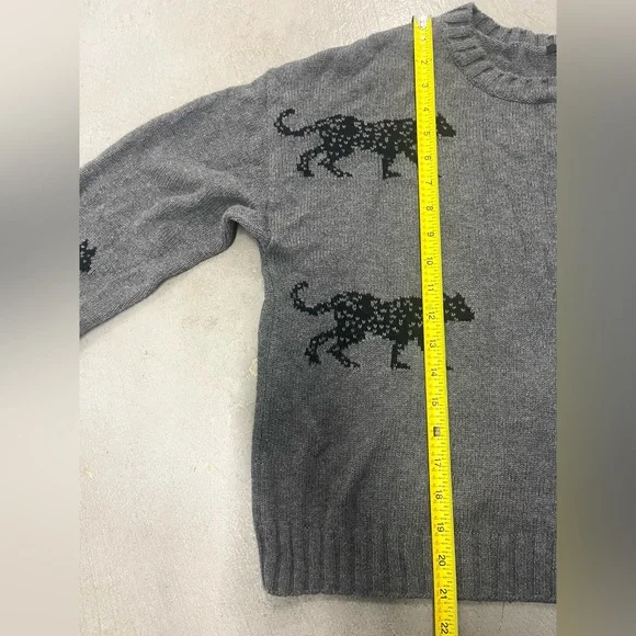 Rails Perci Jungle Cat Cotton Cashmere Gray Crewneck Knit Sweater Sz MEDIUM - Picture 15 of 15